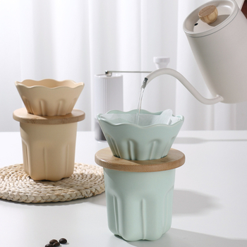 Gold Essence filtru ceramic pentru cafea, set pentru turnare manuală, Magnolia Macaron în trei culori, rezistență la temperaturi înalte