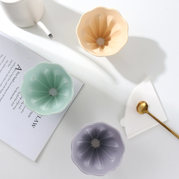 Gold Essence filtru ceramic pentru cafea, set pentru turnare manuală, Magnolia Macaron în trei culori, rezistență la temperaturi înalte
