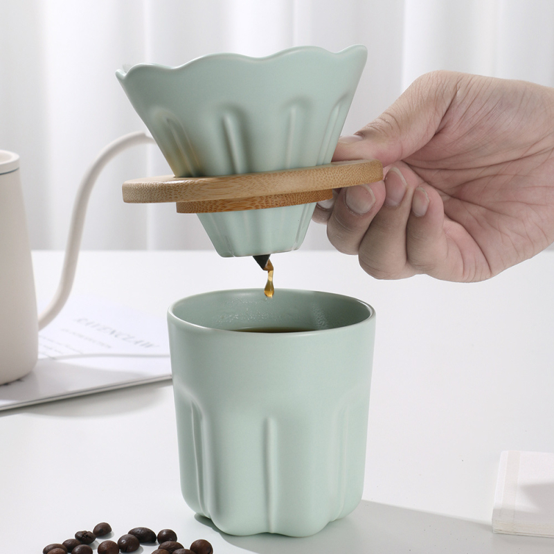 Gold Essence filtru ceramic pentru cafea, set pentru turnare manuală, Magnolia Macaron în trei culori, rezistență la temperaturi înalte