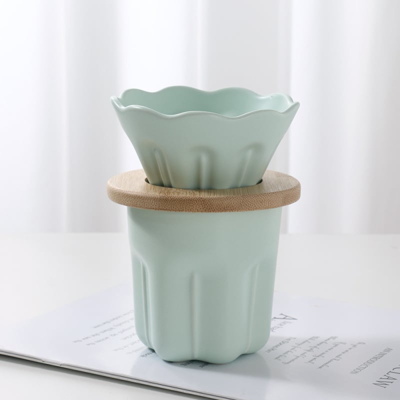 Gold Essence filtru ceramic pentru cafea, set pentru turnare manuală, Magnolia Macaron în trei culori, rezistență la temperaturi înalte