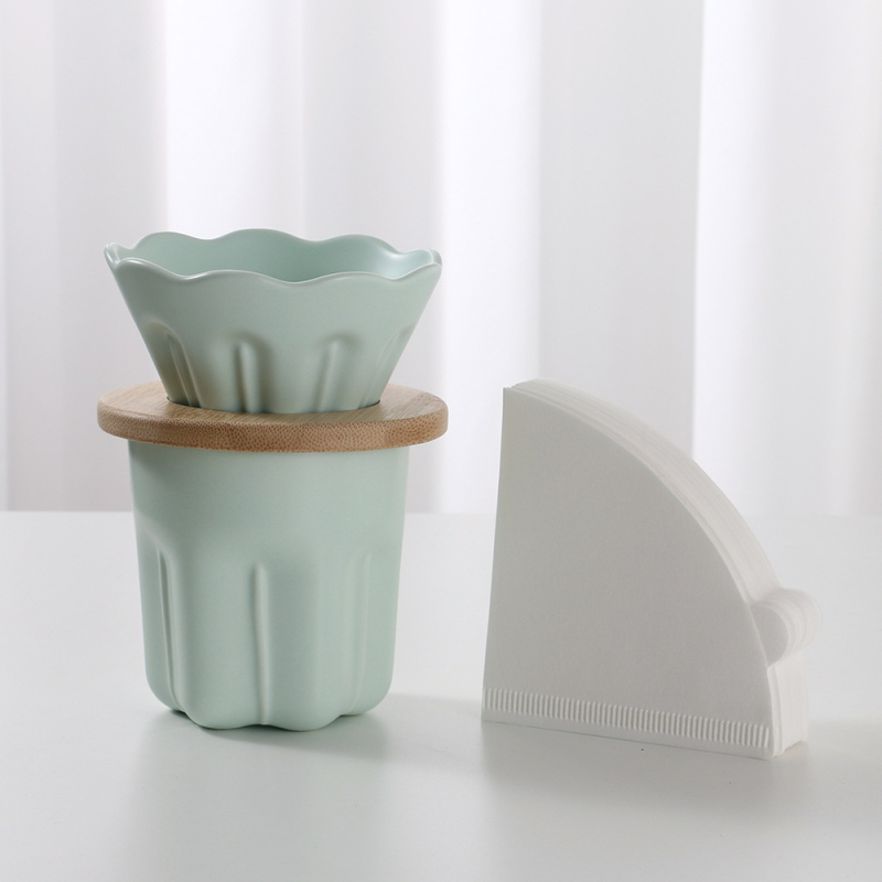 Gold Essence filtru ceramic pentru cafea, set pentru turnare manuală, Magnolia Macaron în trei culori, rezistență la temperaturi înalte
