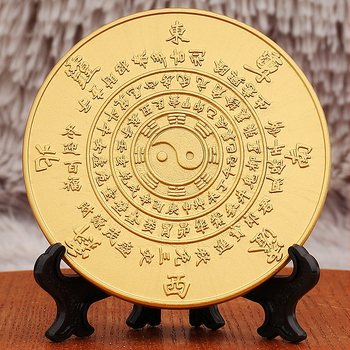 Ornament din alamă cu relief auriu, binecuvântare a unui funcționar ceresc și oglindă Taiji Bagua, monede ale spiritelor montane, decor pentru living și hol, cadou pentru casă nouă