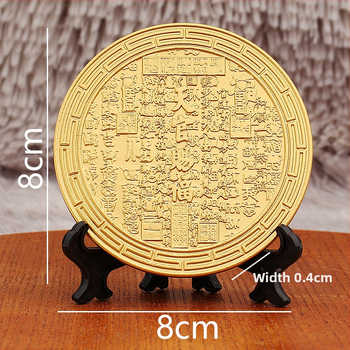 Ornament din alamă cu relief auriu, binecuvântare a unui funcționar ceresc și oglindă Taiji Bagua, monede ale spiritelor montane, decor pentru living și hol, cadou pentru casă nouă