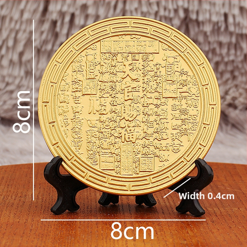 Ornament din alamă cu relief auriu, binecuvântare a unui funcționar ceresc și oglindă Taiji Bagua, monede ale spiritelor montane, decor pentru living și hol, cadou pentru casă nouă