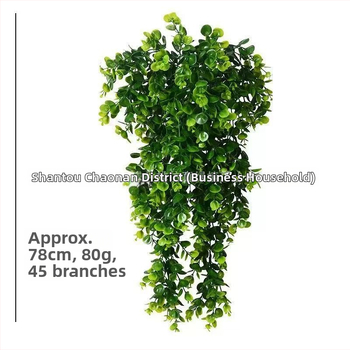 Aranjament de perete din ratan artificial cu eucaliptus — plantă atârnătoare decorativă pentru interior și exterior