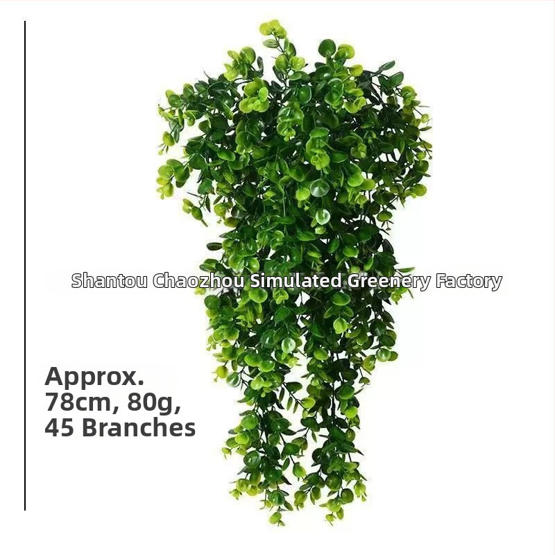 Aranjament de perete din ratan artificial cu eucaliptus — plantă atârnătoare decorativă pentru interior și exterior