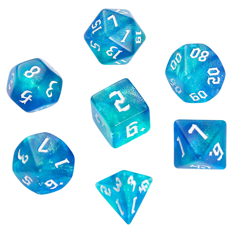 Set od 20-stranih kockica za stolne RPG s iridiscentskim kristalnim nebom, za COC, DND i TRPG