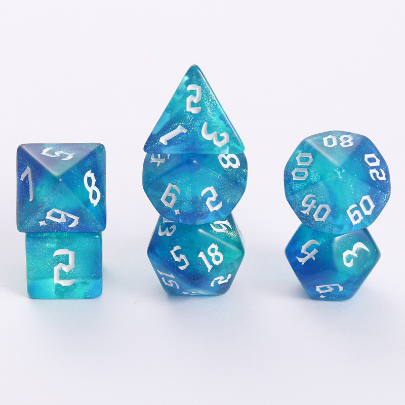 Set od 20-stranih kockica za stolne RPG s iridiscentskim kristalnim nebom, za COC, DND i TRPG