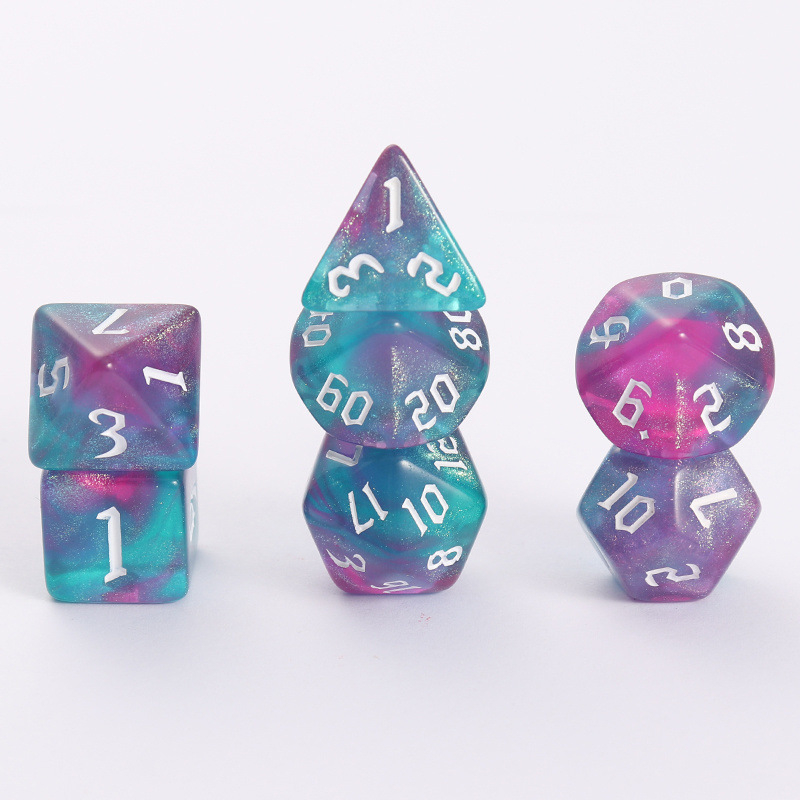 Set od 20-stranih kockica za stolne RPG s iridiscentskim kristalnim nebom, za COC, DND i TRPG