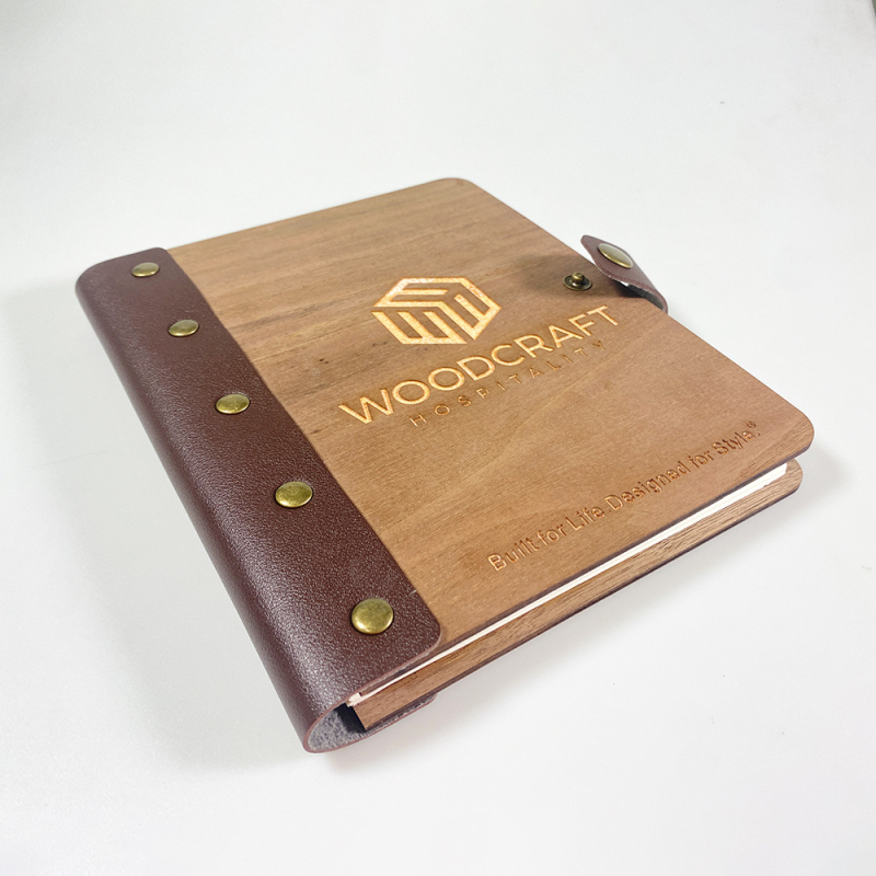 Carnet A5 cu copertă din lemn, design detașabil, pentru înregistrări ale întâlnirilor, cu pagini interioare schimbabile