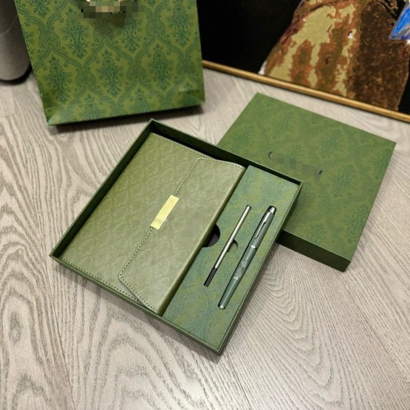G Set cadou cu caiet G — caiet de afaceri premium, copertă din piele artificială, stil nostalgic retro, legare cu adeziv