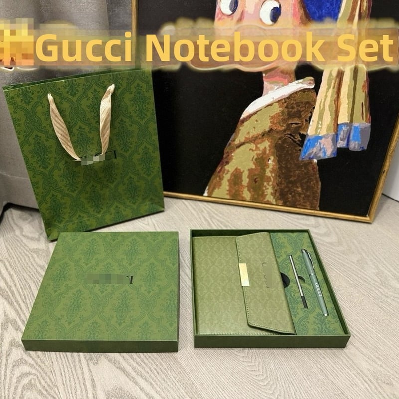 G Set cadou cu caiet G — caiet de afaceri premium, copertă din piele artificială, stil nostalgic retro, legare cu adeziv