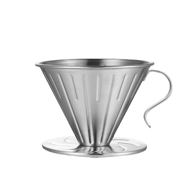 Filtru de cafea din oțel inoxidabil 304, tip V60, cu suport pentru picurare