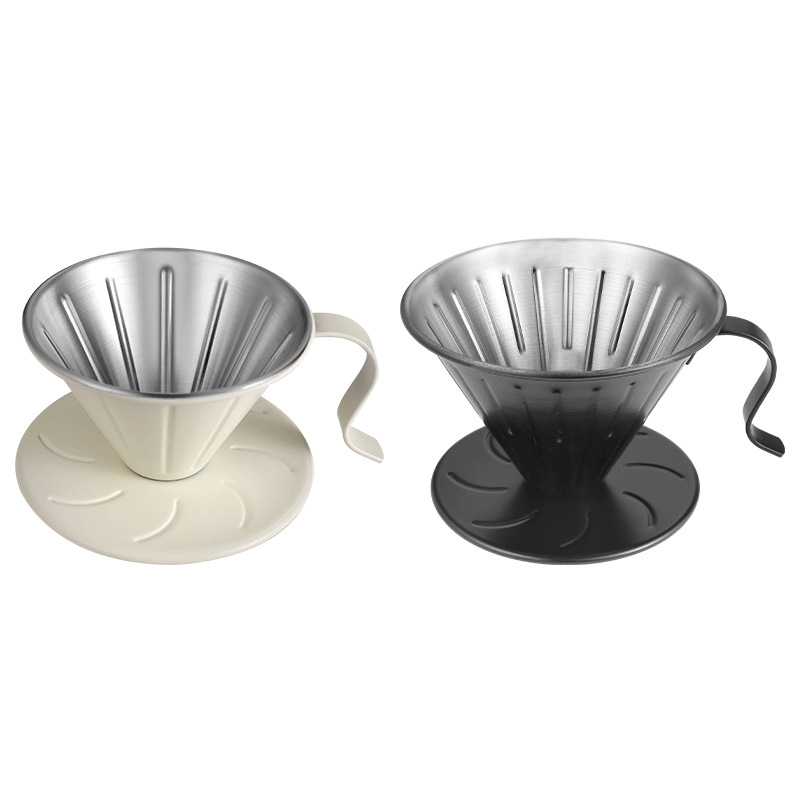 Filtru de cafea din oțel inoxidabil 304, tip V60, cu suport pentru picurare