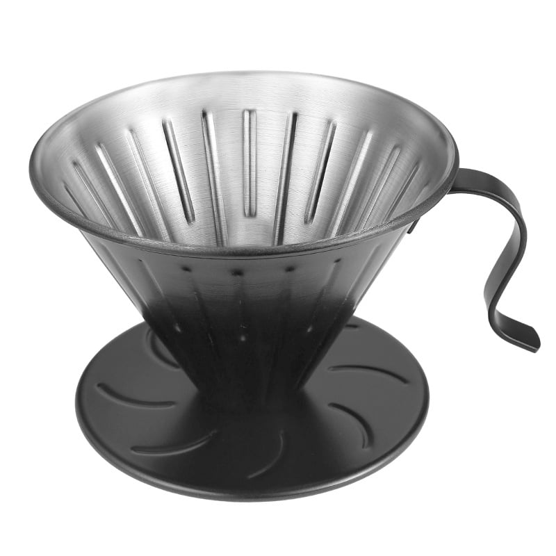Filtru de cafea din oțel inoxidabil 304, tip V60, cu suport pentru picurare