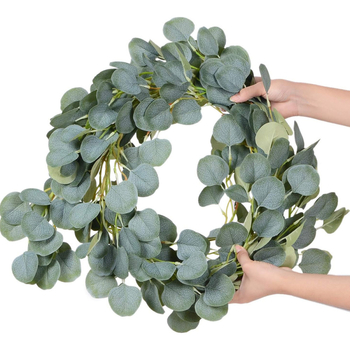 Viță artificială de eucalipt cu fundal de satin, decor pentru nunți, verdeață de Crăciun în stil nordic, înălțime 100-200 cm