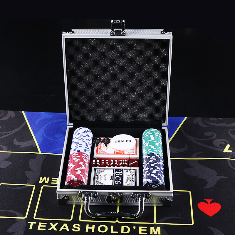 Set od 100 plastičnih čipova u aluminijskoj kutiji za Mahjong, Baccarat i Texas Hold'em poker