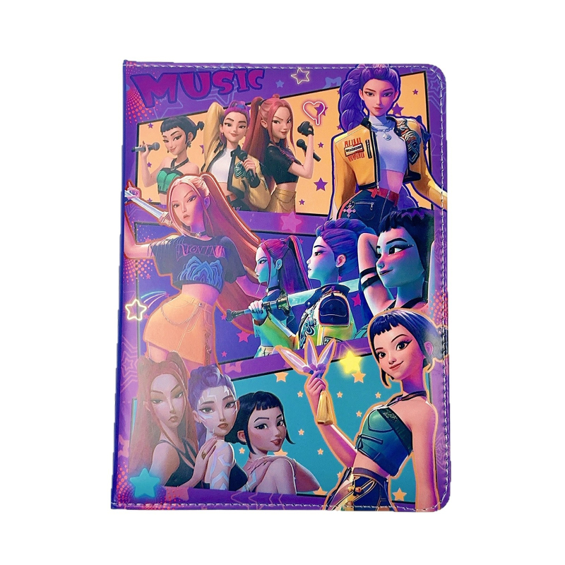 Noul caiet K-pop pentru o fată vânătoare de demoni, copertă cu aspect piele, pagini color, jurnal pentru școală, stil desen animat, 100–200 de pagini