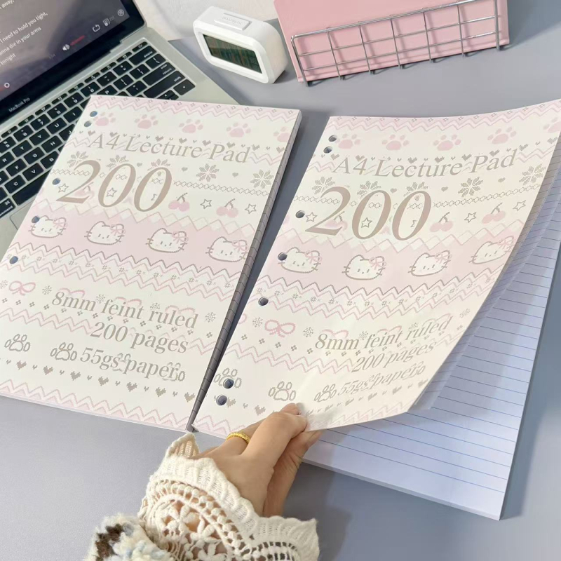Caiet A4 cu foi perforate, stil american cu două coloane, grosime sporită pentru notițe de examen și schițe