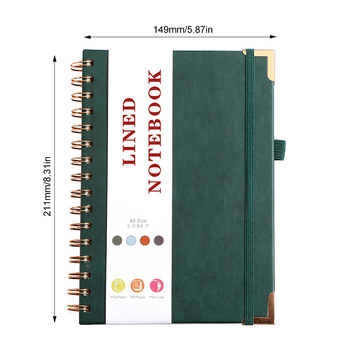 Notebook spiral cu husă din piele sintetică, A5, design simplu și elegant pentru întâlniri de afaceri.