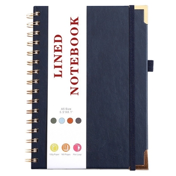 Notebook spiral cu husă din piele sintetică, A5, design simplu și elegant pentru întâlniri de afaceri.