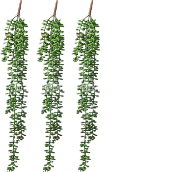 Plantă verde din plastic, cu liană, perle artificiale și flori artificiale, decor pentru casă.