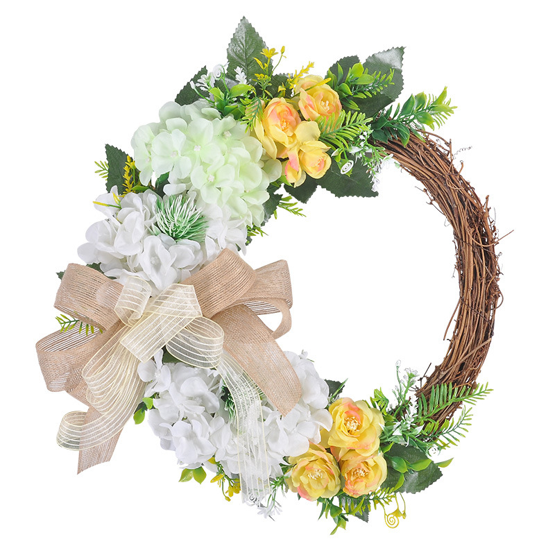 Coroană de 40 cm din ratan pentru ușă sau fereastră, decor artificial de Crăciun și Paște