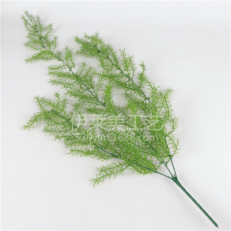 105 cm Plantă artificială cu ace de pin, trei ramuri, pentru montare pe perete, coș de ratan pentru decor acasă și decor de nuntă