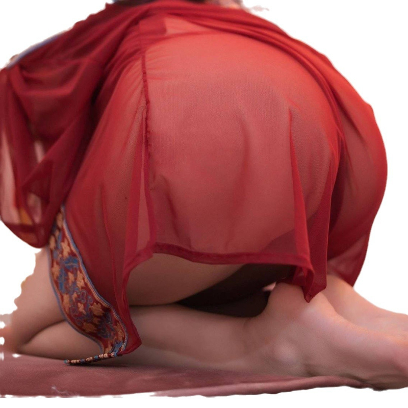 Plus-size Hanfu seksi set za spavanje za žene — staro-inspirirana prozirna noćna haljina i donje rublje