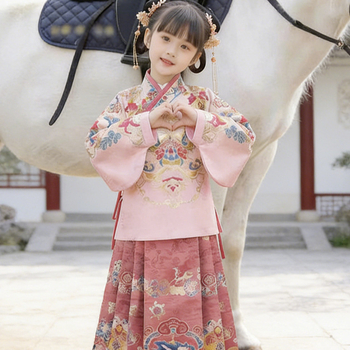 Φούστα σε στυλ Ming Hanfu για κορίτσια, με σχέδιο αλόγου, καθημερινή χρήση για όλες τις εποχές