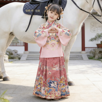 Φούστα σε στυλ Ming Hanfu για κορίτσια, με σχέδιο αλόγου, καθημερινή χρήση για όλες τις εποχές