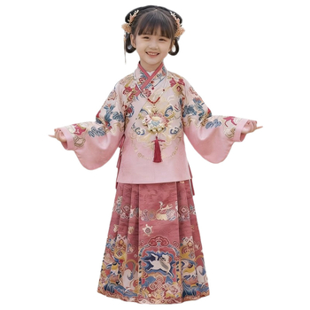 Φούστα σε στυλ Ming Hanfu για κορίτσια, με σχέδιο αλόγου, καθημερινή χρήση για όλες τις εποχές