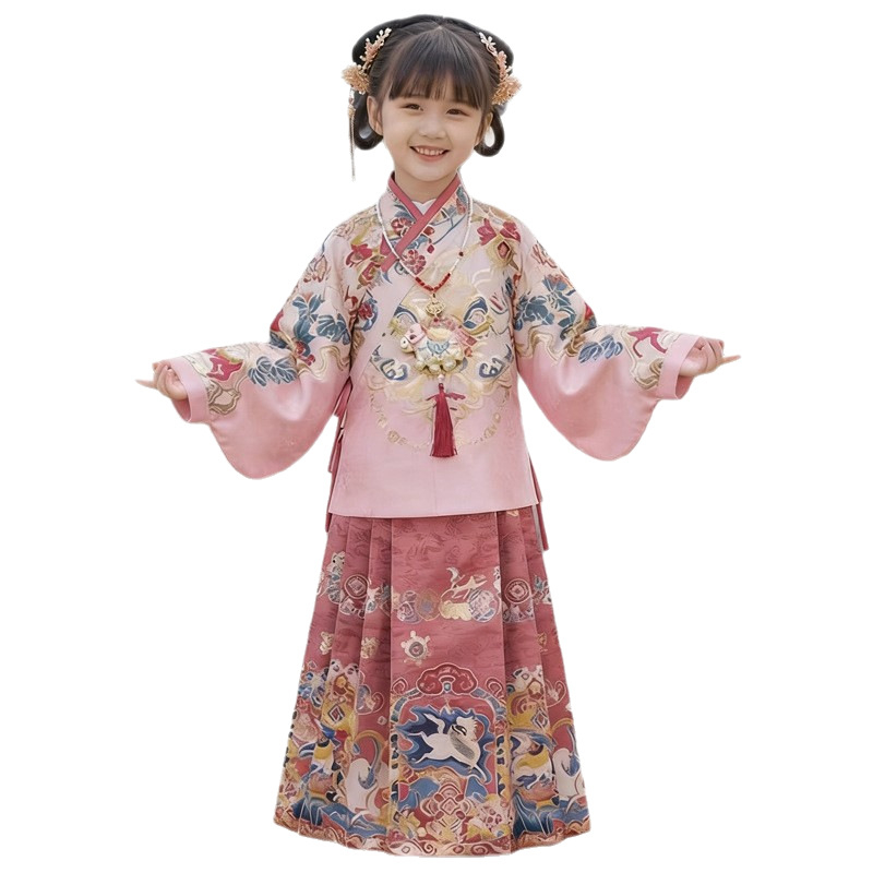 Φούστα σε στυλ Ming Hanfu για κορίτσια, με σχέδιο αλόγου, καθημερινή χρήση για όλες τις εποχές