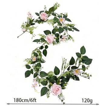 Buchet de viță de eucalipt artificială cu bujori și trandafiri, decor pentru casă, frunze de eucalipt, flori de mătase, înălțime 100–200 cm