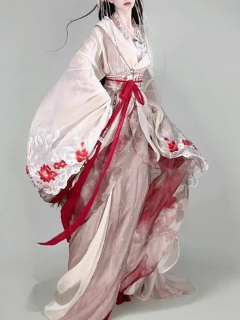 2025 original Hanfu set: haljina do struka s Han elementima, stil Doba ratnih država, široki rukavi, posebna čipka i vezenje