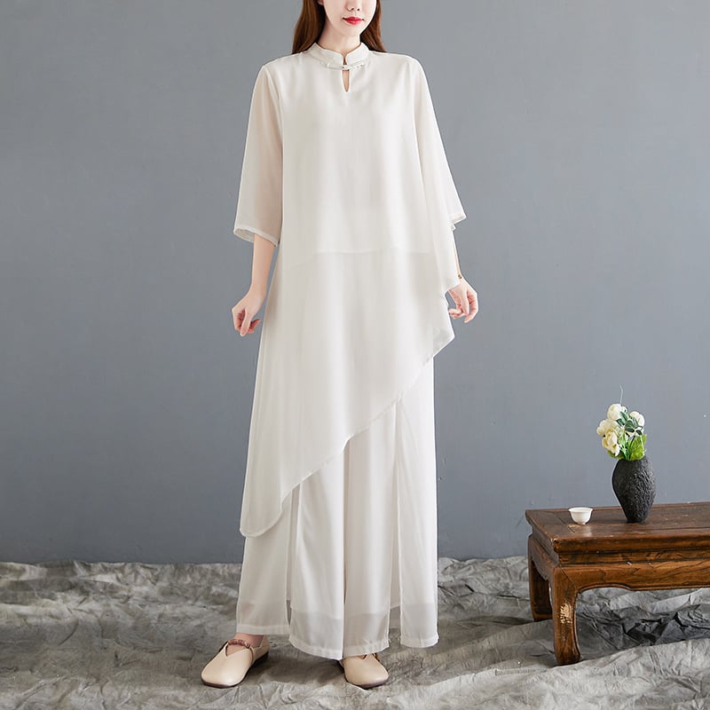 Ženski Hanfu set od šifona u retro etničkom stilu — Zen haljina za čaj i plesni kostim