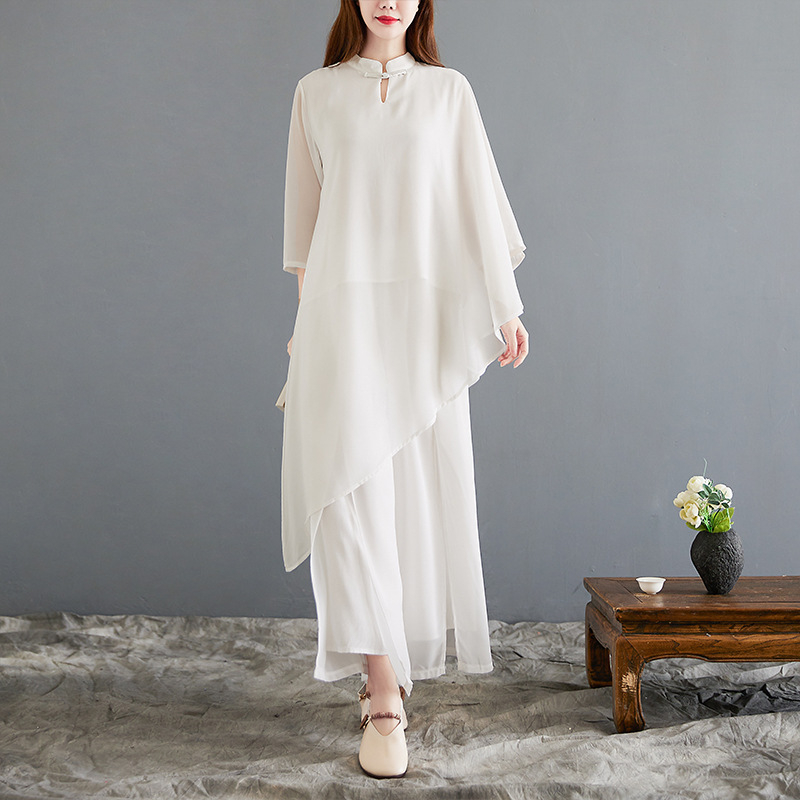 Ženski Hanfu set od šifona u retro etničkom stilu — Zen haljina za čaj i plesni kostim