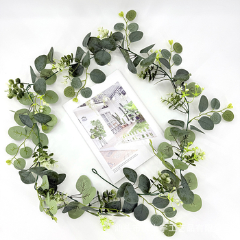 1,8 m plantă cu flori de mătase: Money Leaf, Gypsophila, Eucalyptus leaves, Ivy și Rattan – decor pentru nuntă