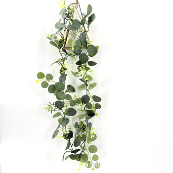 1,8 m plantă cu flori de mătase: Money Leaf, Gypsophila, Eucalyptus leaves, Ivy și Rattan – decor pentru nuntă
