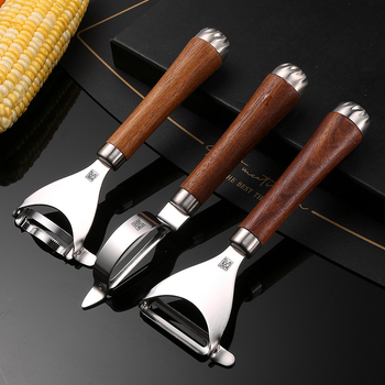 Cuțit de decojit din oțel inoxidabil 304, mâner Rosewood – bucătărie, multifuncțional pentru decojit fructe, răzuit porumb și cartofi