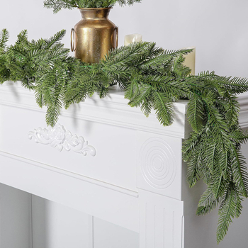 Plante artificiale verzi cu benzi plate din ratan pentru decor de Crăciun, Halloween, nuntă, interior/exterior