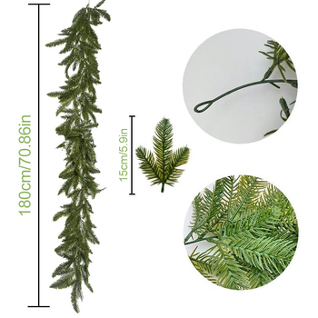 Plante artificiale verzi cu benzi plate din ratan pentru decor de Crăciun, Halloween, nuntă, interior/exterior