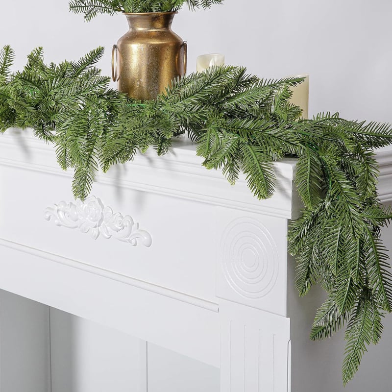 Plante artificiale verzi cu benzi plate din ratan pentru decor de Crăciun, Halloween, nuntă, interior/exterior
