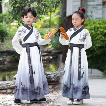 Dječji Hanfu set, unisex, kineskog stila s izveznim motivom borilačkih vještina, školsku uniformu