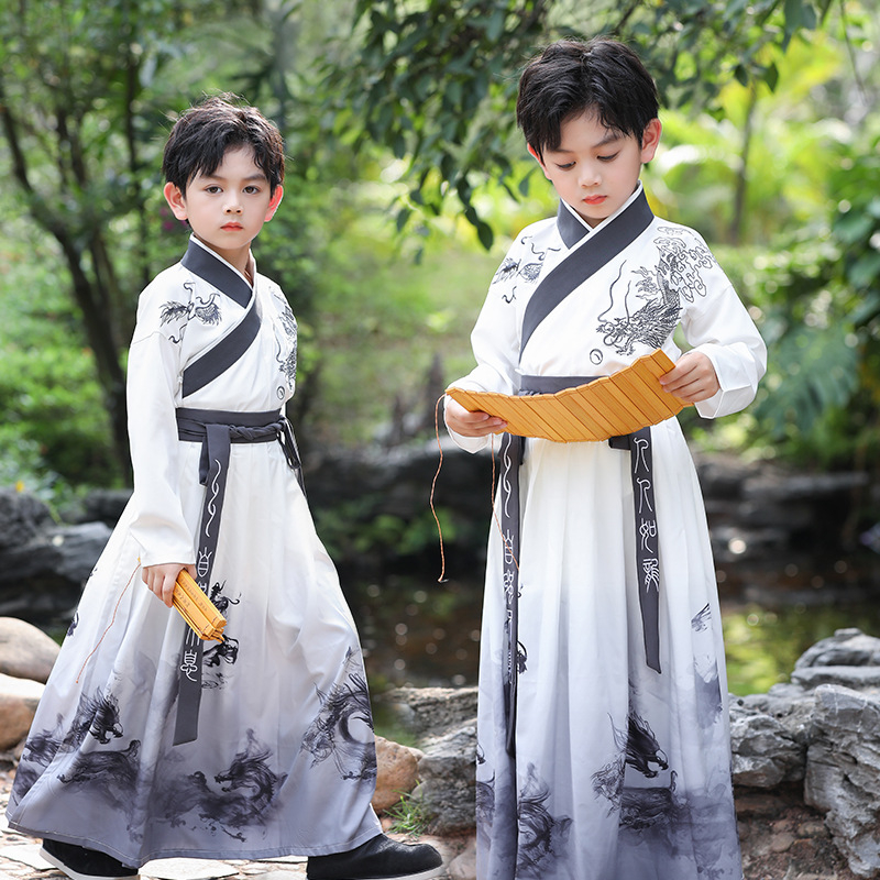 Dječji Hanfu set, unisex, kineskog stila s izveznim motivom borilačkih vještina, školsku uniformu