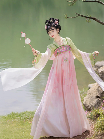 Ženski Hanfu set s širokim rukavima i suknjom do struka, izvezen i otisnut, nadahnut dinastijom Song, za svakodnevno nošenje