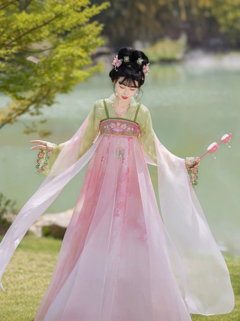 Ženski Hanfu set s širokim rukavima i suknjom do struka, izvezen i otisnut, nadahnut dinastijom Song, za svakodnevno nošenje