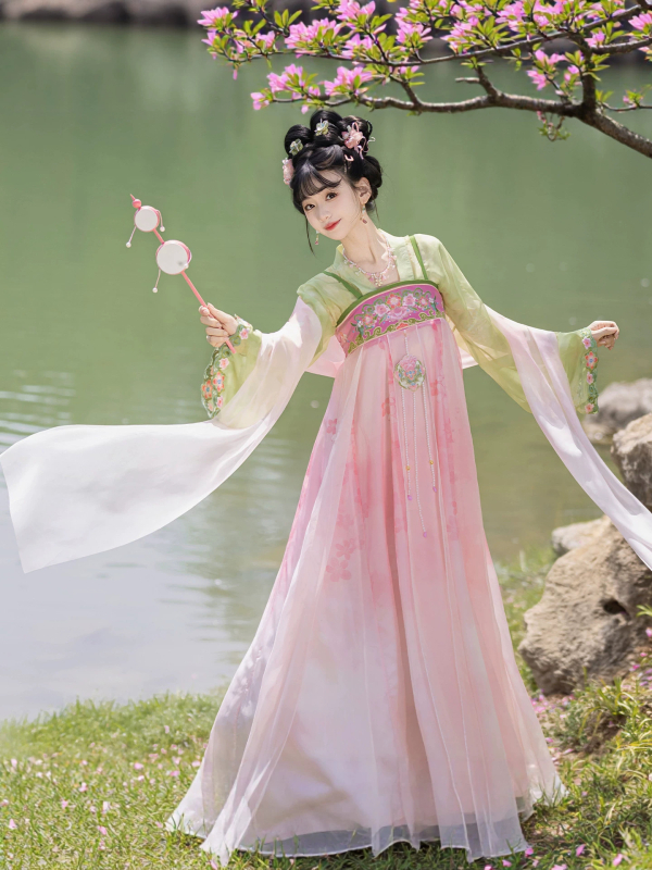 Ženski Hanfu set s širokim rukavima i suknjom do struka, izvezen i otisnut, nadahnut dinastijom Song, za svakodnevno nošenje