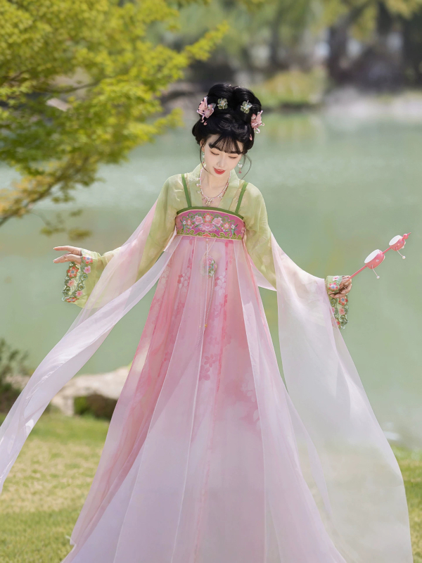 Ženski Hanfu set s širokim rukavima i suknjom do struka, izvezen i otisnut, nadahnut dinastijom Song, za svakodnevno nošenje