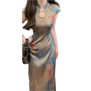 Ljetna Qipao haljina od žakard-satena – elegantna, lagani luksuz, za žene